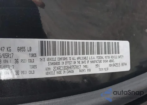 2017 Chrysler Pacifica Touring-L из США, поврежденный, VIN 2C4RC1BG8HR757017